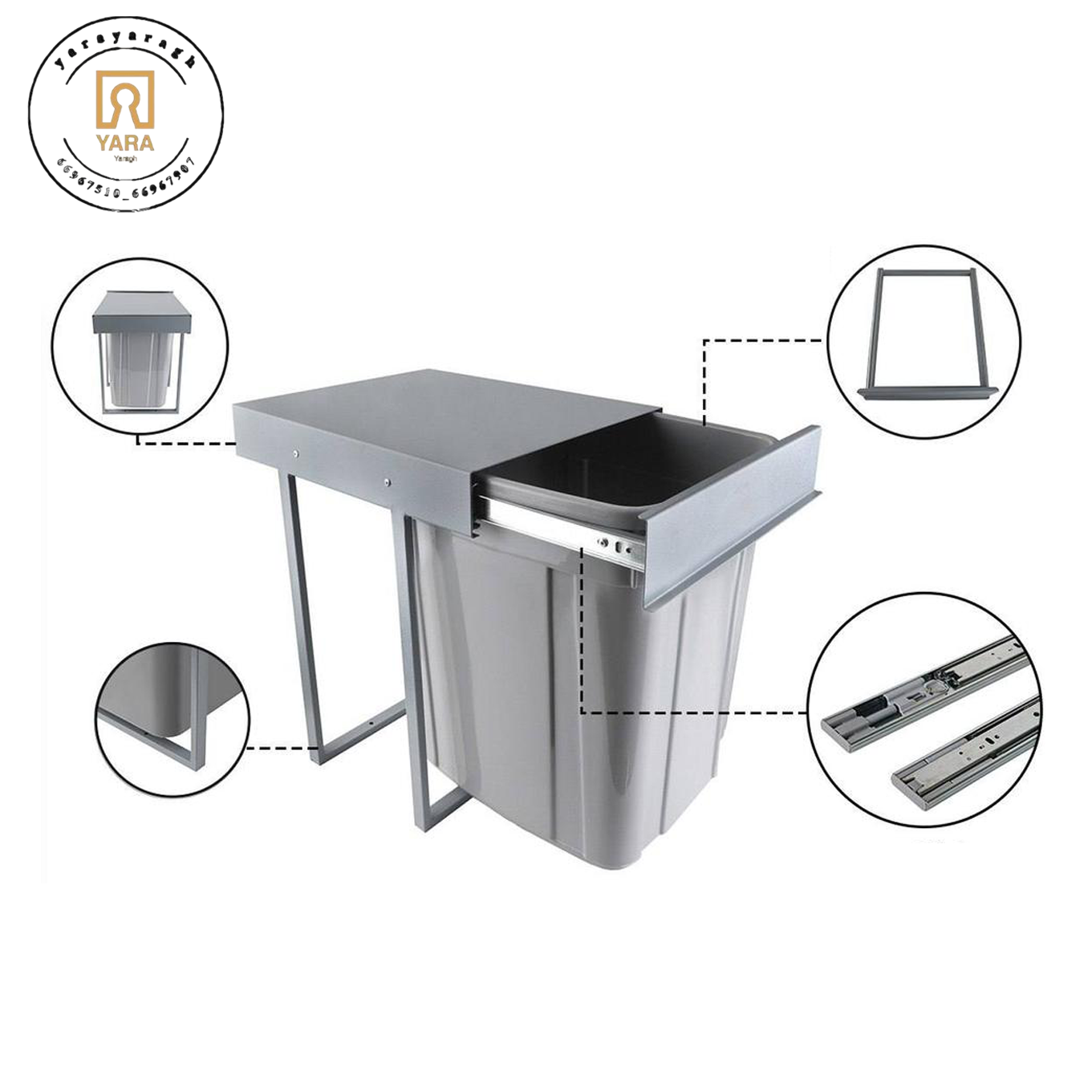 سطل زباله آرام بند تک قلو 25 لیتری