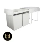 سطل زباله آرامبند دو قلو ۳۲ لیتری با درب آرامبند، طراحی دوقسمتی و کیفیت ساخت بالا عرضه شده در فروشگاه یارایراق