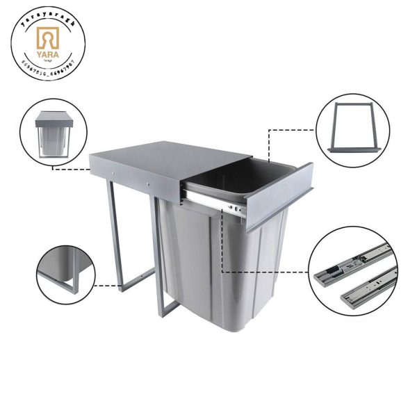 سطل زباله تک قلو 40 لیتری داخل کابینت از فروشگاه یارایراق