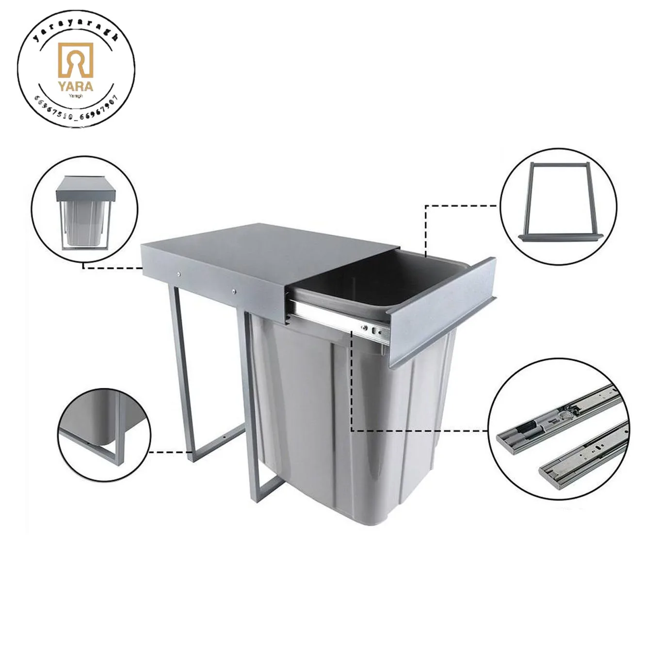 سطل زباله تک قلو 40 لیتری سطل زباله تک قلو 40 لیتری داخل کابینت از فروشگاه یارایراق