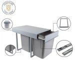 سطل زباله دو قلو 32 لیتری فروشگاه یارایراق با طراحی کابینتی و کیفیت بالا