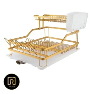 تصویر سبد آبچکان آلومینیومی یک و نیم طبقه مون مناسب نگهداری و خشک کردن ظروف در کابینت